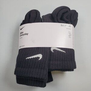 Nike Everyday Cushioned Dri Fit CREW Socks 6 Pairs Women Size 4 - 6 NWT